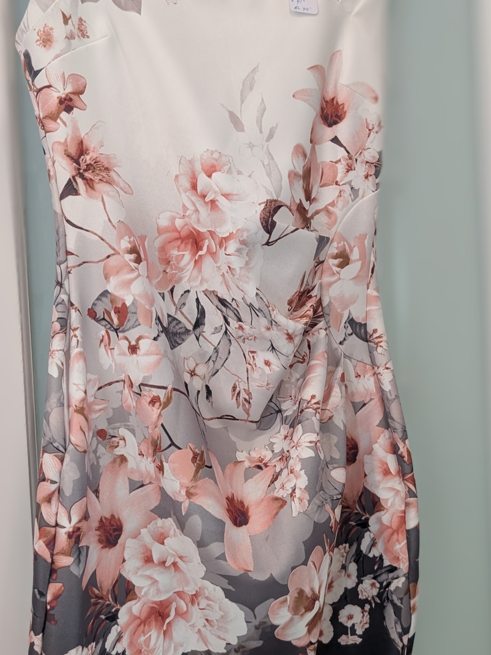 Suzy Shier Floral Dress in Pink and Gray